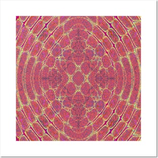 Kaleidoscopic Pink Yellow Orange Mandala Posters and Art